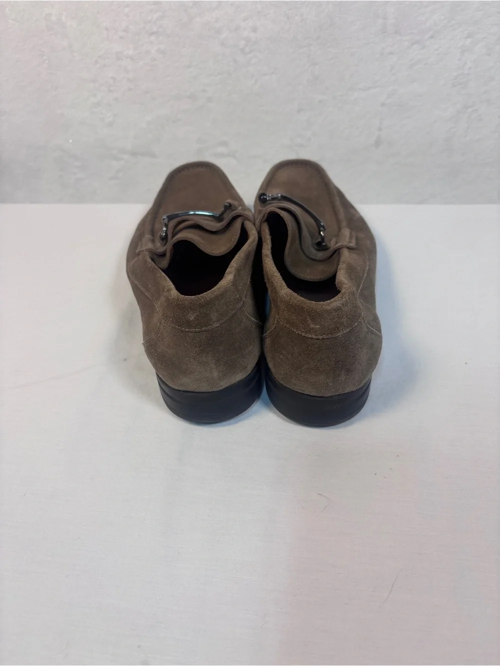 Bruno Magli Rocky Taupe Suede Horsebit Loafers Men Size 11 M Italy Slip On Shoe